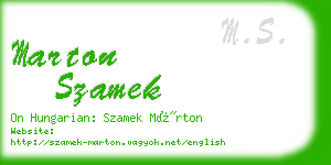 marton szamek business card